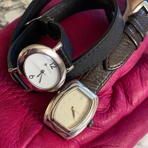 Lot of Silpada watches in brown and black wrap around leather straps